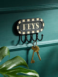 Black white metal key hooks wall mounted, UK version