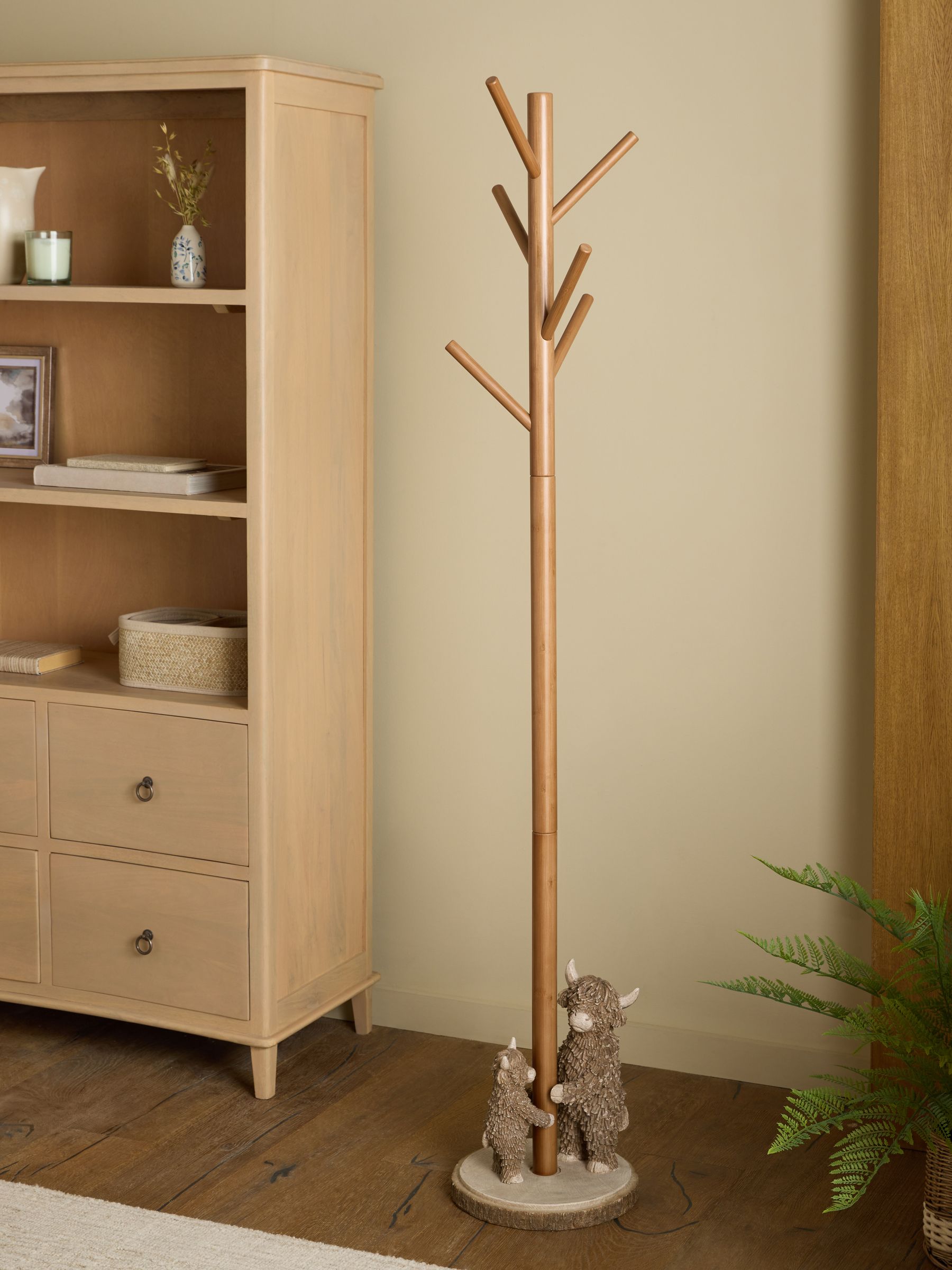 Natural Hamish the Highland Cow coat stand, UK version