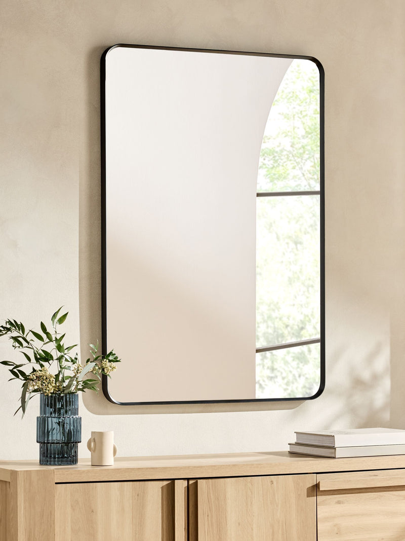 Black metal frame rectangular wall mirror 100cm x 70cm - British product