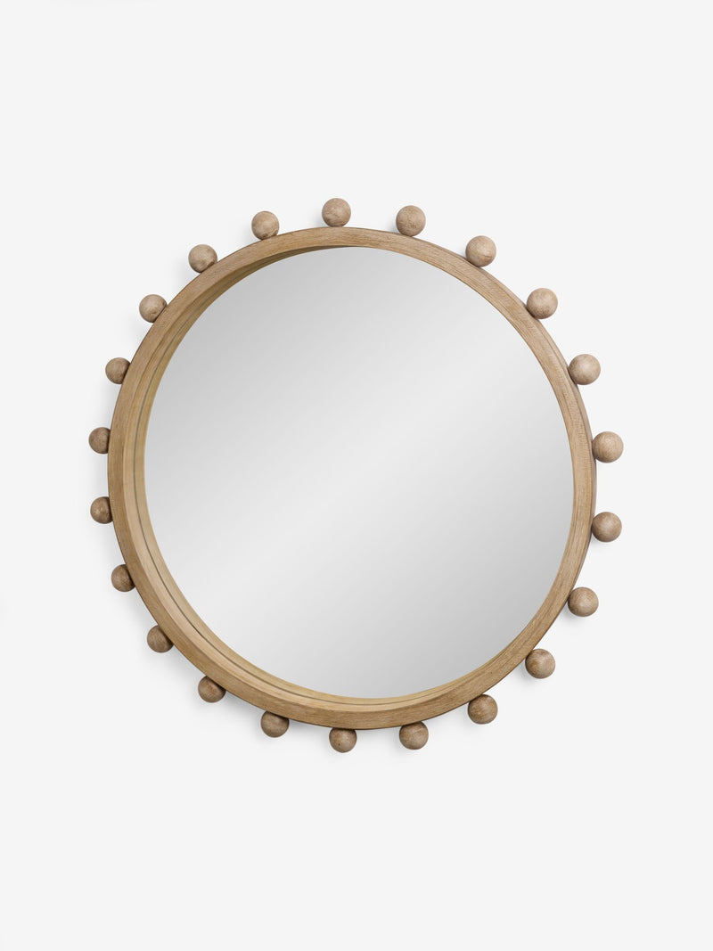 Wood bobbin round wall mirror 75cm x 75cm, UK version