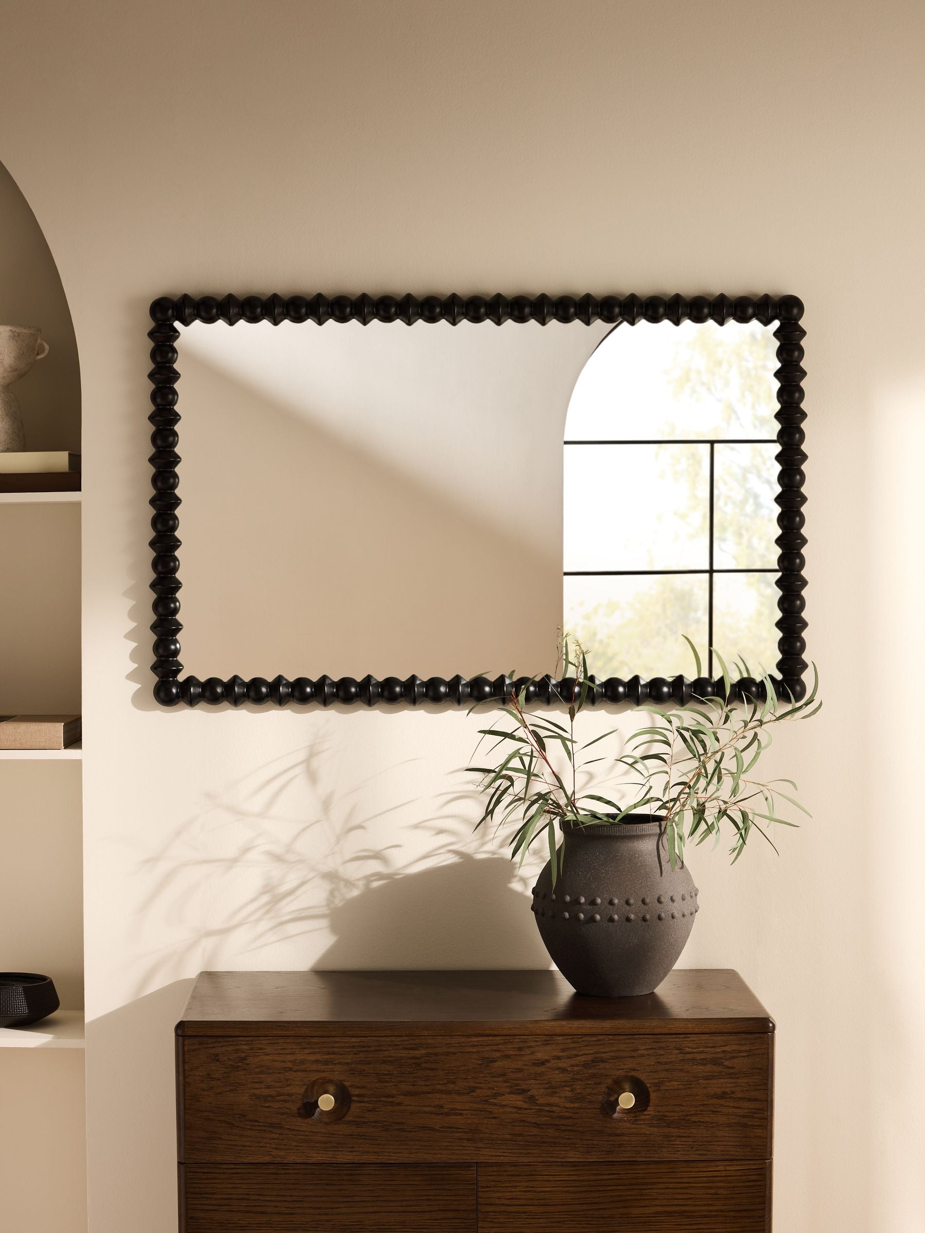 Black Global Bobbin wall mirror 90.5cm x 56.5cm - British product