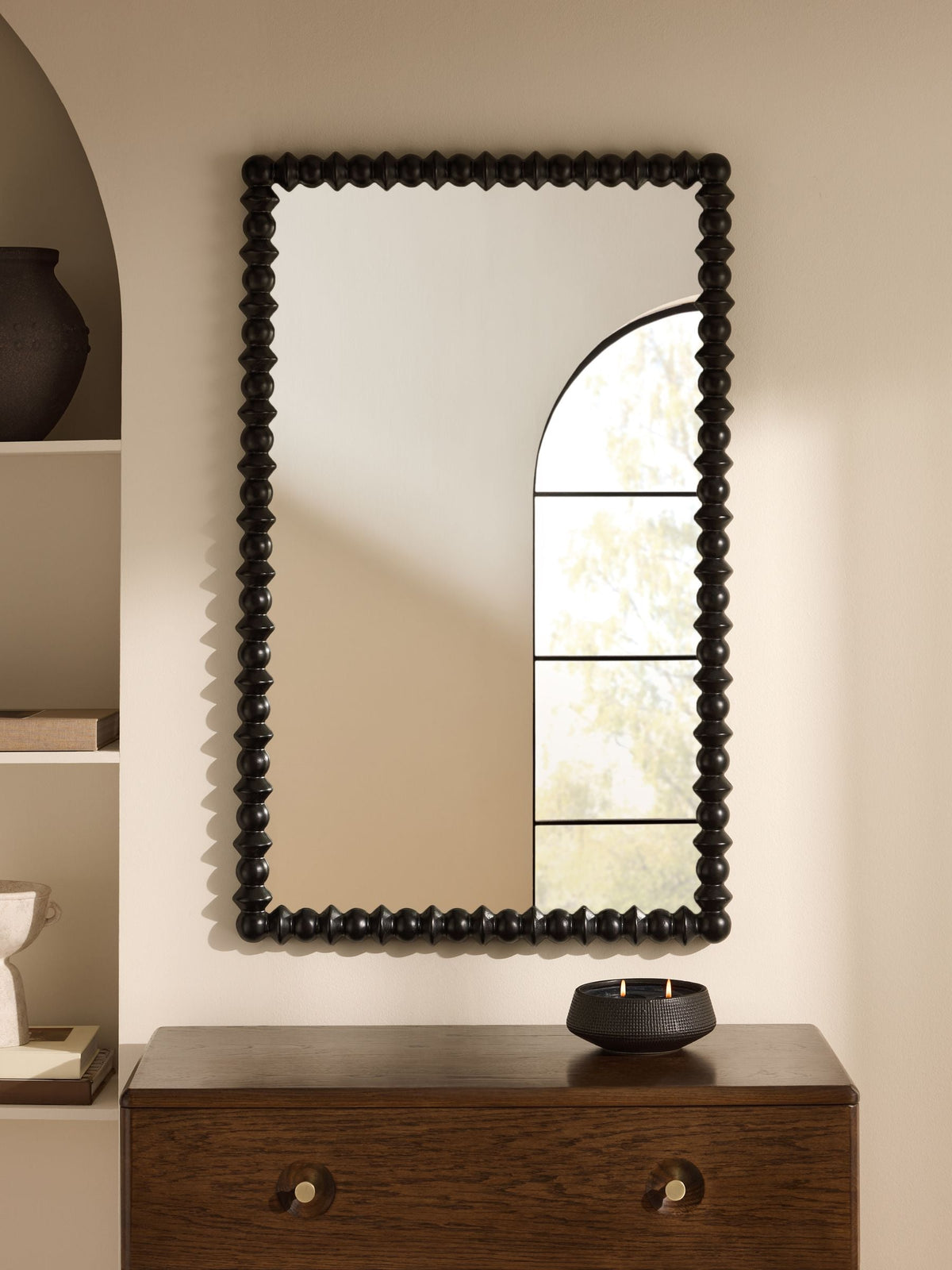 Black Global Bobbin wall mirror 90.5cm x 56.5cm - British product