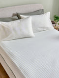 Green/White Slim Stripe Fitted Sheet and Pillowcase Set