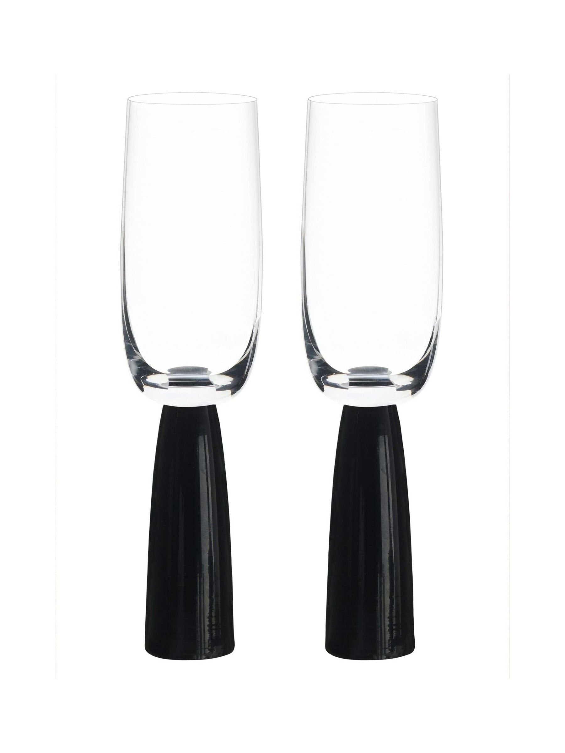 Anton Studio Designs Set of 2 Black Oslo Champagne Flutes