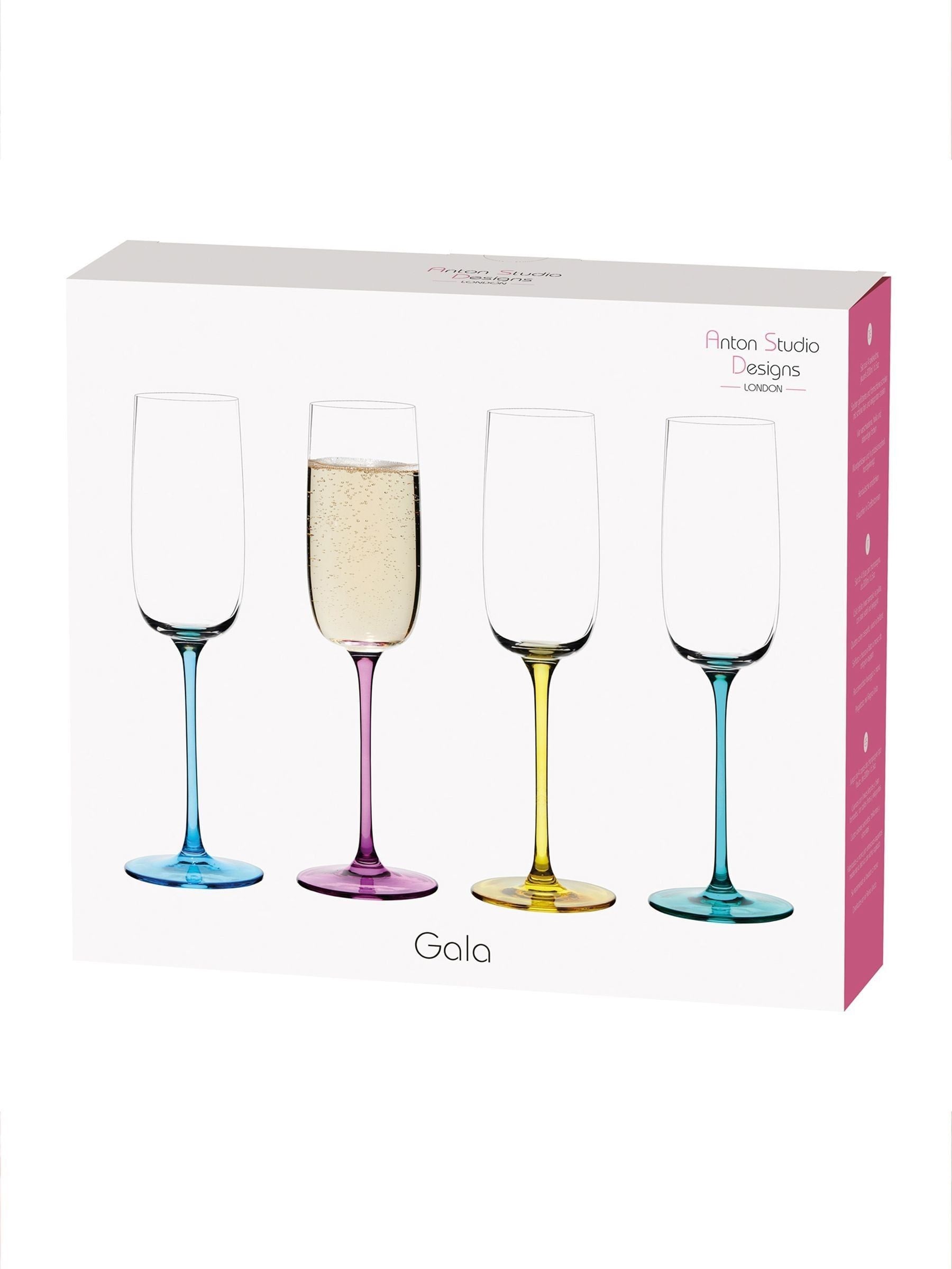 Anton Studio Designs blue gala champagne flutes set of 4 - British product