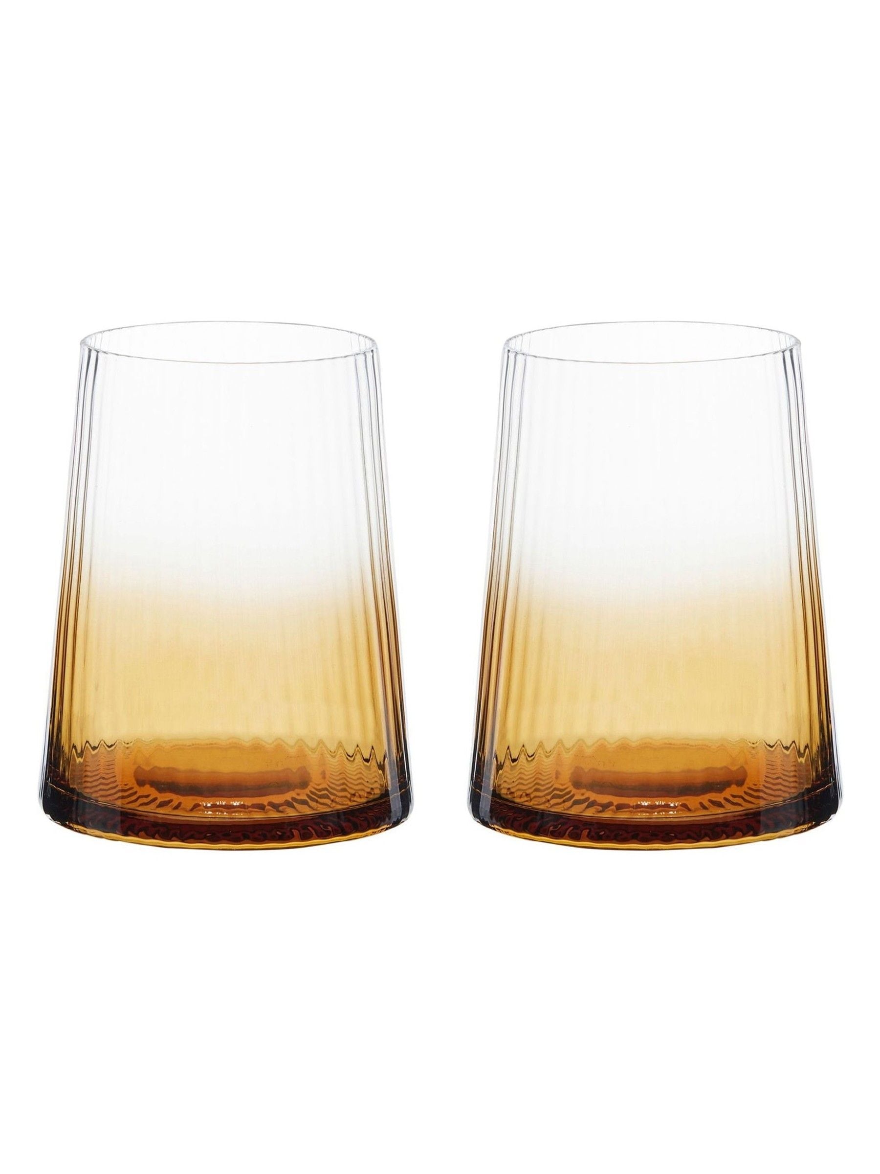 Anton Studio Designs Set of 2 Amber Empire DOF Set of 2 Short Tumbler Glasses