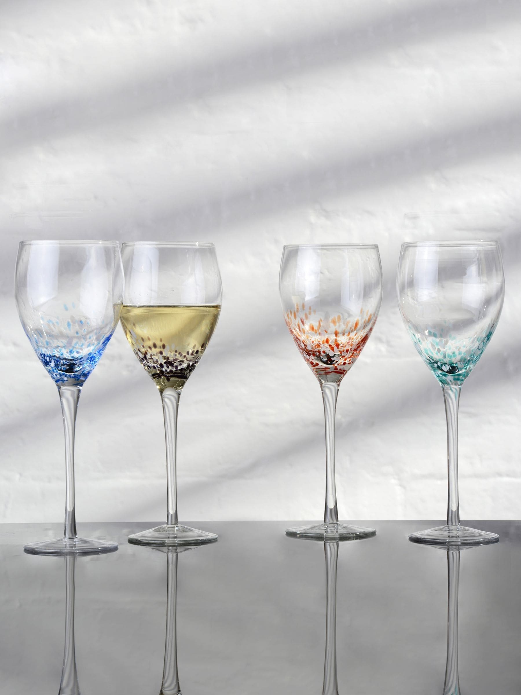 Anton Studio Designs Set of 4 Purple Speckle Wine Glasses