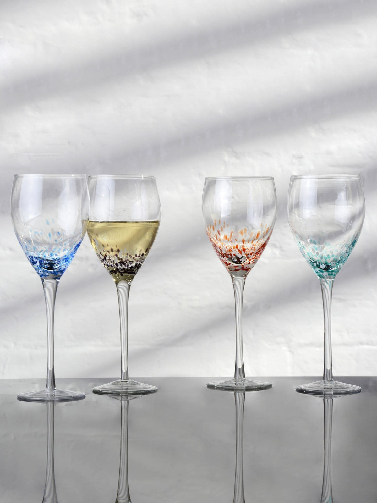 Anton Studio Designs Set of 4 Purple Speckle Wine Glasses