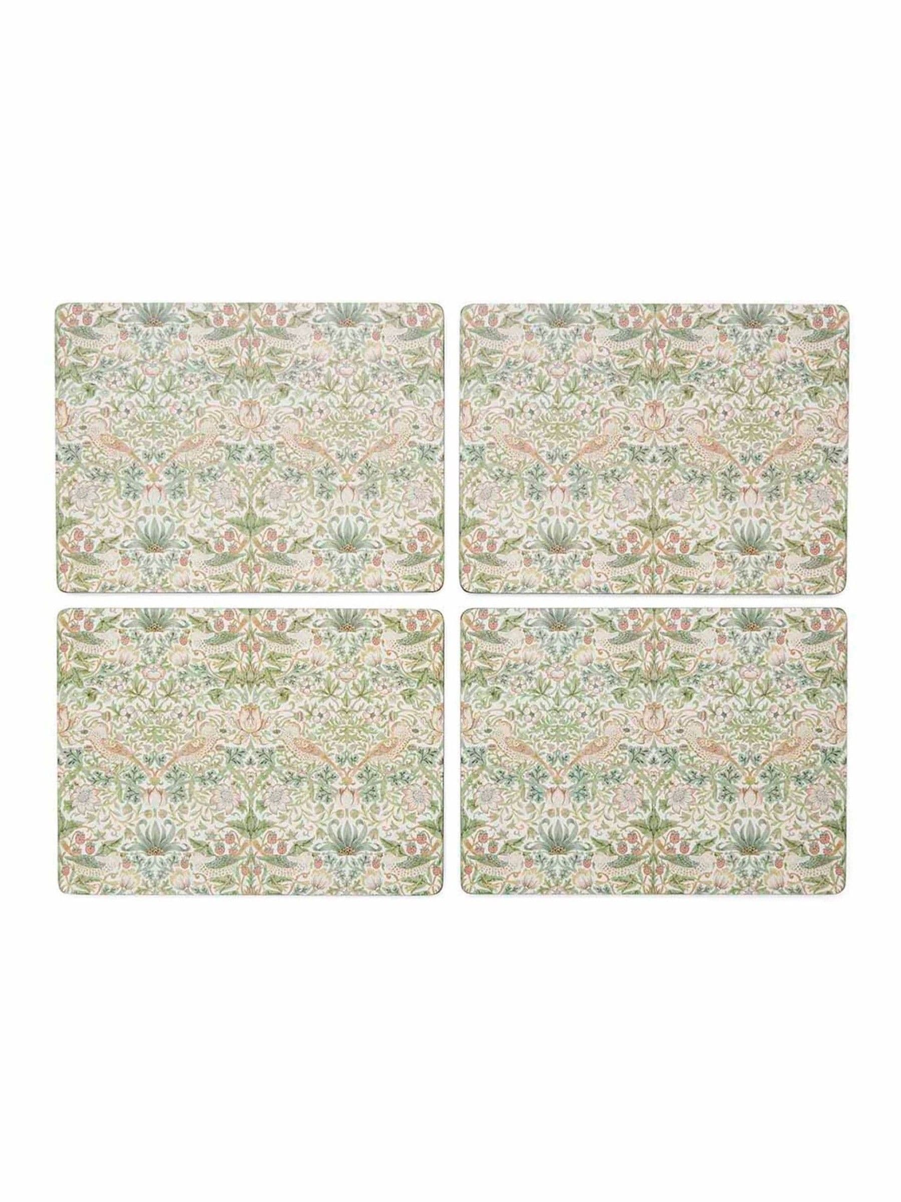 Morris & Co. Green Strawberry Thief placemats set of 4, imported from the UK