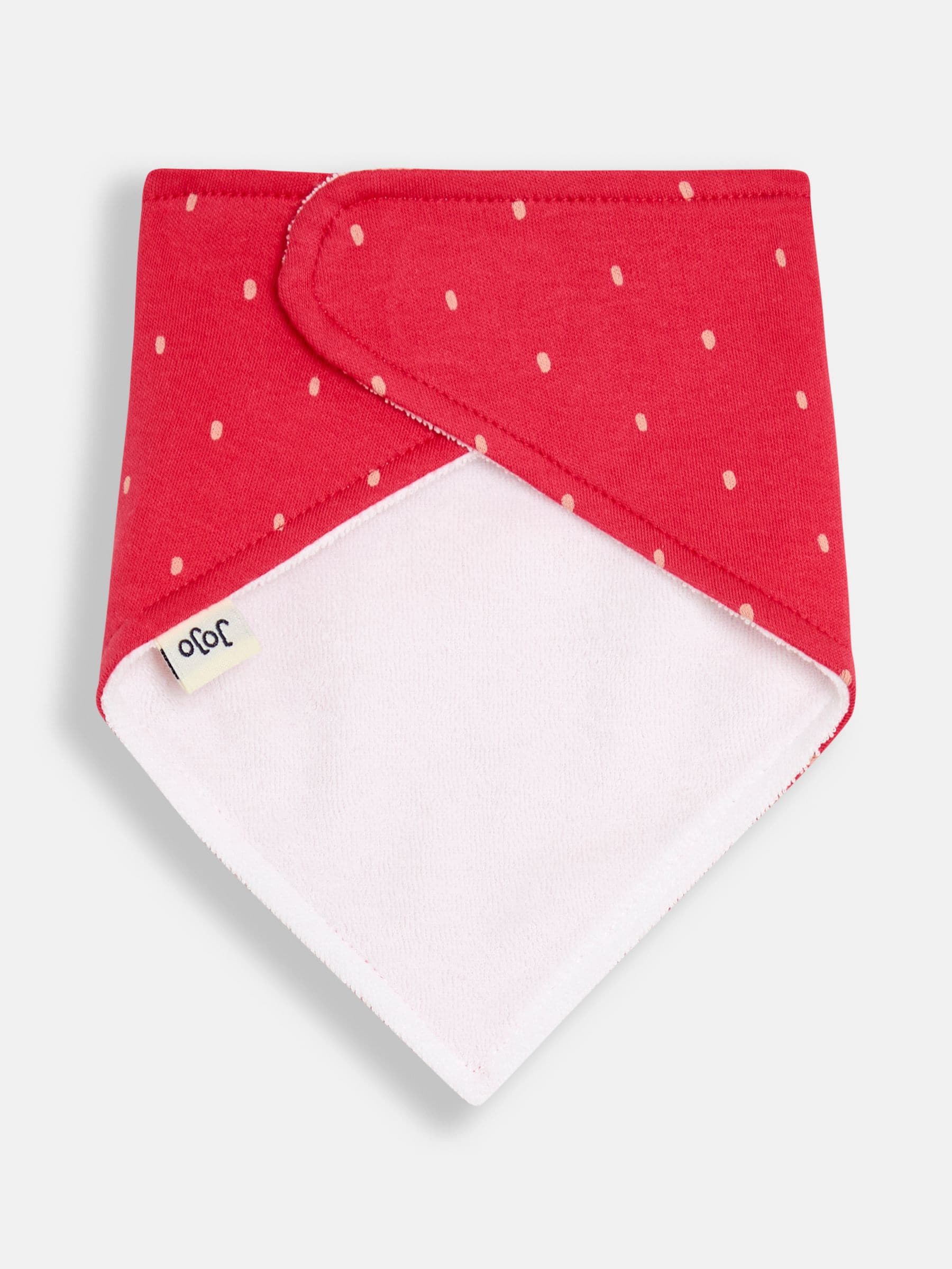 JoJo Maman Bébé red strawberry dribble bibs 2 pack, imported from the UK