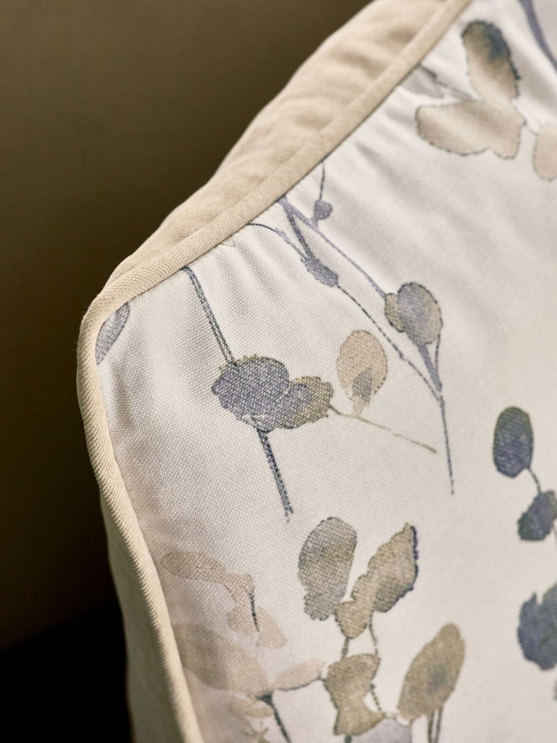 Honesty leaf floral printed cushion 50x50cm, imported from the UK