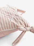Pink velvet cushion with pearl bow detailing 30x50cm (British brand)