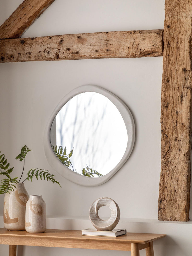 Gallery Home cream Brantley pebble mirror 66.5cm, UK version