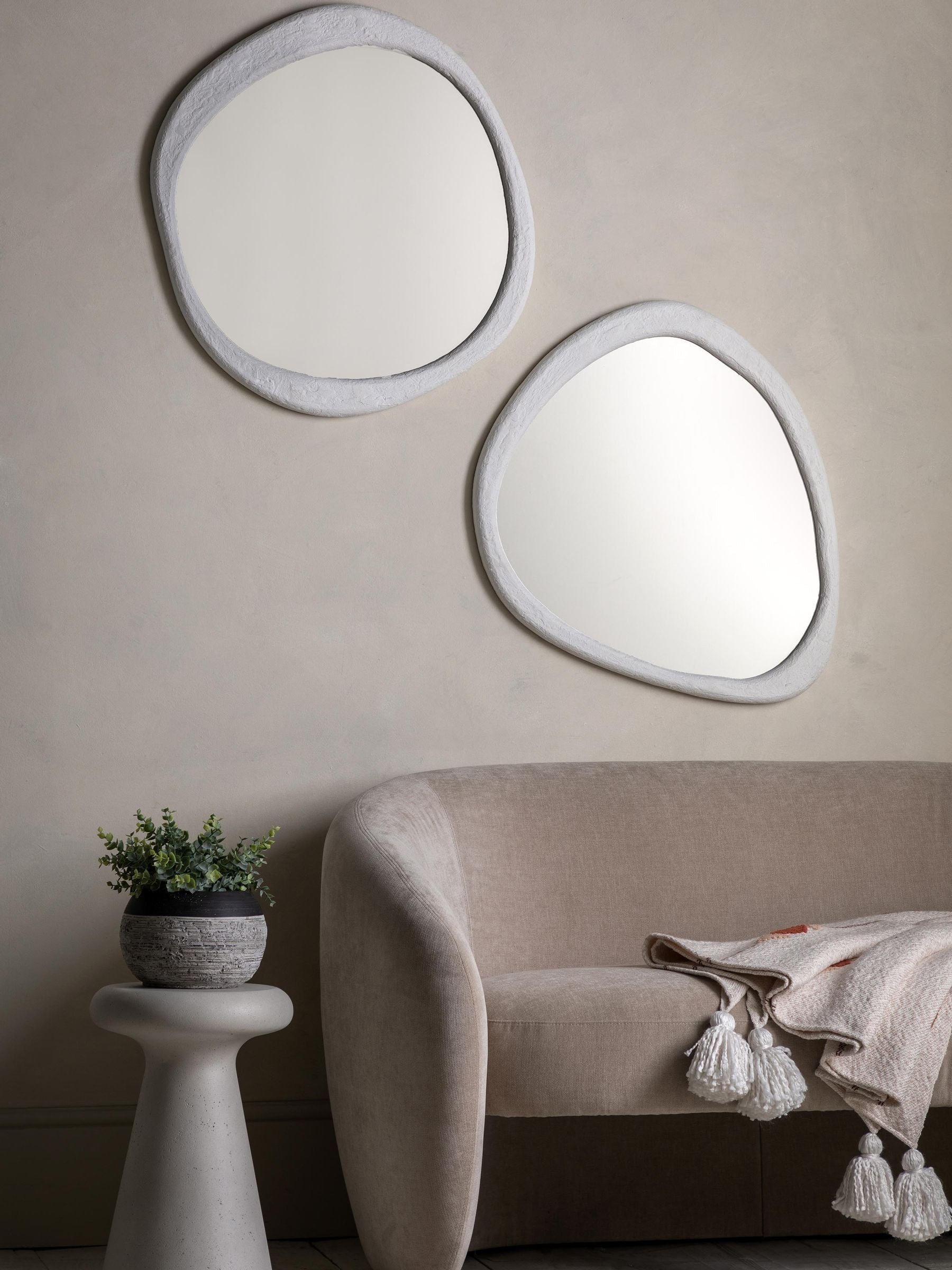 Gallery Home cream Brantley pebble mirror 66.5cm, UK version
