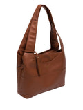 Cultured London brown Ariel leather shoulder bag, imported from the UK