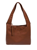 Cultured London brown Ariel leather shoulder bag, imported from the UK