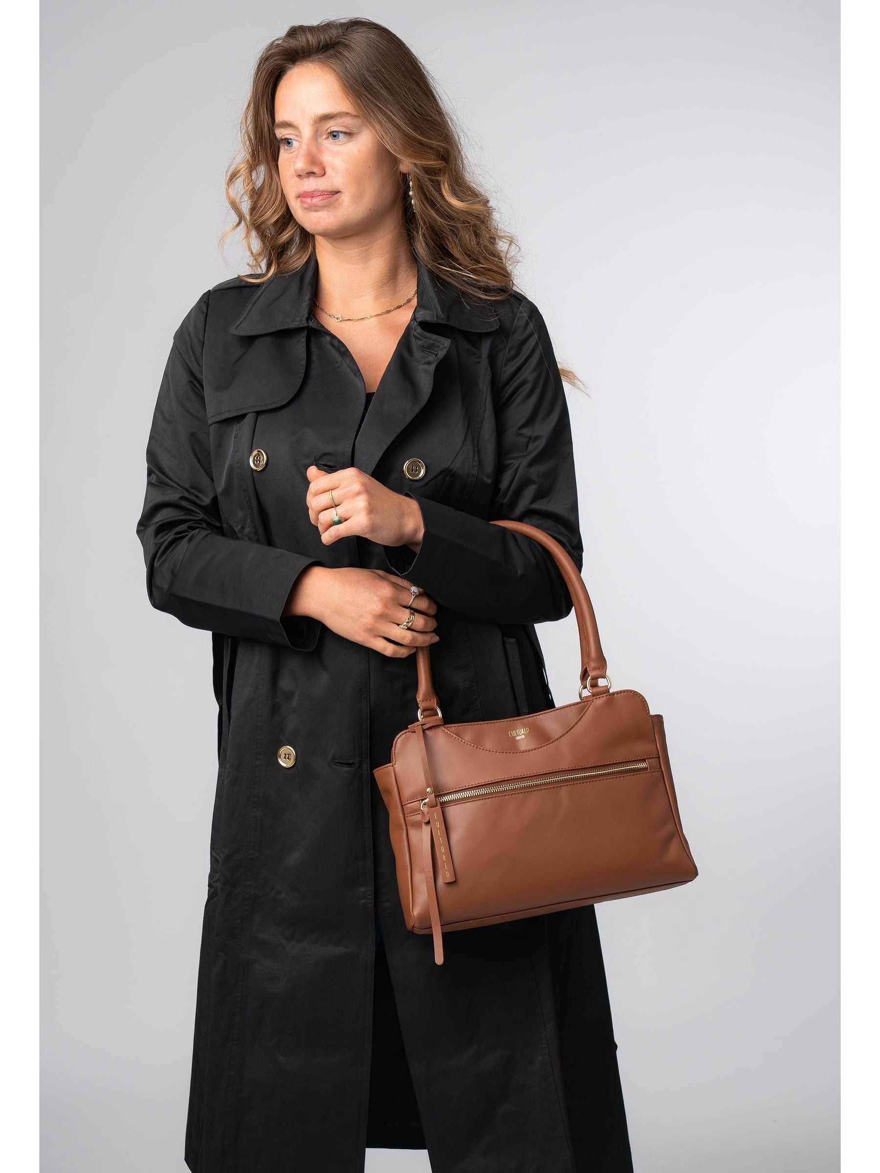 Cultured London Brianna brown leather handbag (British brand)