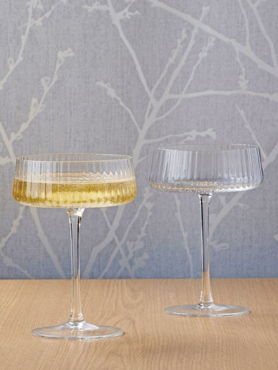 Next Set of 2 Mouth-Blown Champagne Saucers with Fine Optic Bowl- Buy online at McGrocer