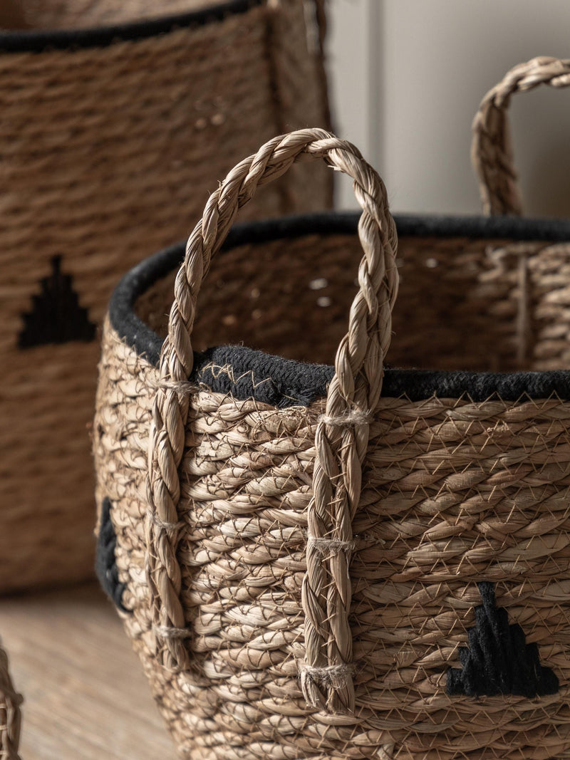 Gallery Home set of 3 natural and black Arden baskets (British brand)