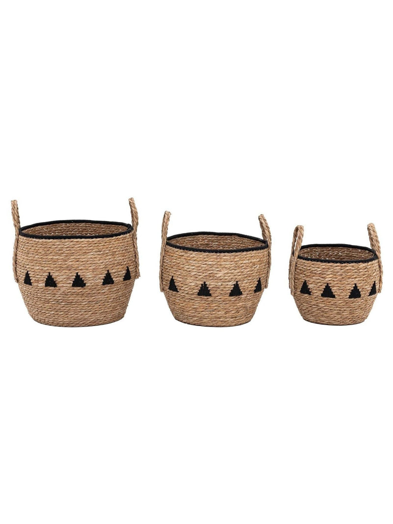 Gallery Home set of 3 natural and black Arden baskets (British brand)