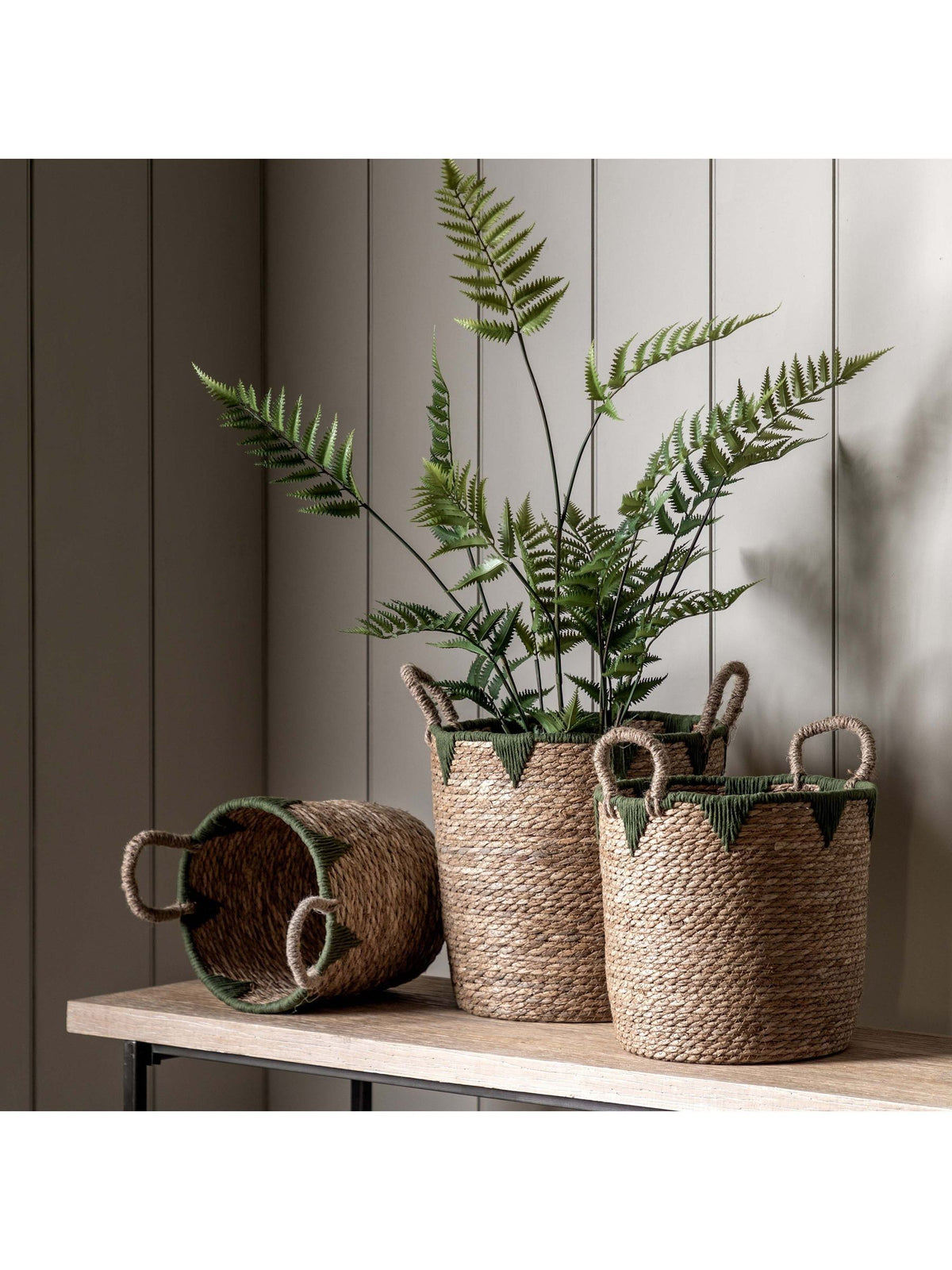 Gallery Home baskets set of 3 natural green seagrass - British product