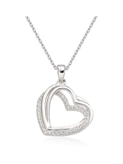 Next Sterling Silver Cubic Zirconia Heart Pendant with 45cm Chain- Buy online at McGrocer