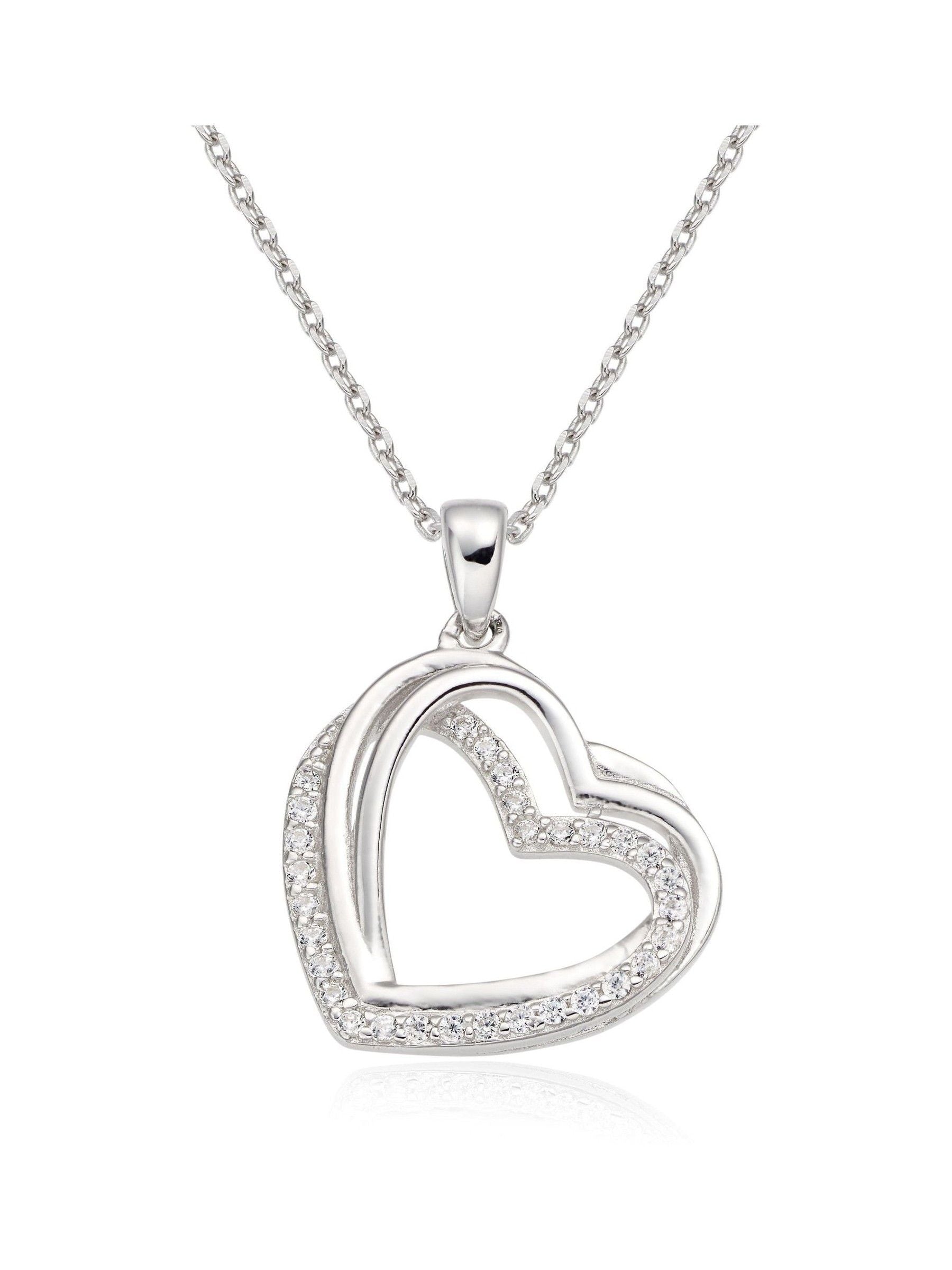 Beaverbrooks Sterling Silver Cubic Zirconia Heart Pendant