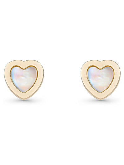 Next Beaverbrooks 9ct Yellow Gold Mother of Pearl Heart Stud Earrings- Buy online at McGrocer