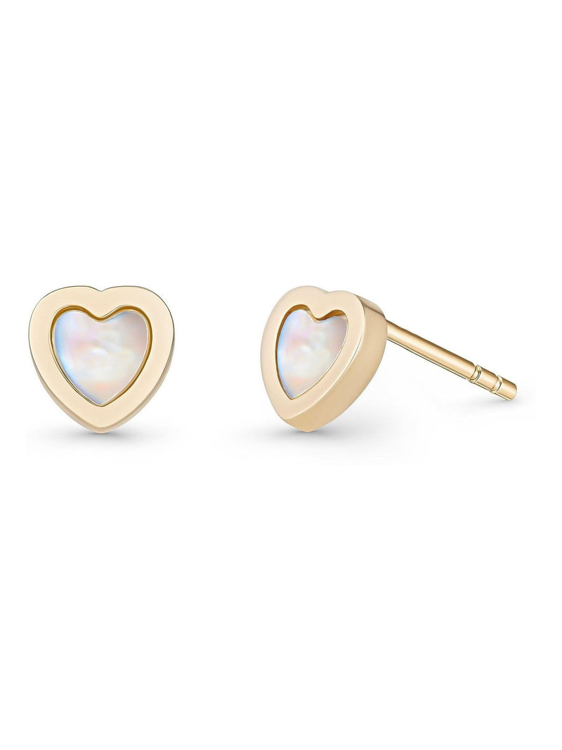 Beaverbrooks 9ct yellow gold mother of pearl heart stud earrings - British product