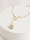 Gold tone heart thread through lariat necklace (British brand)