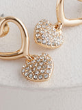 Gold tone heart drop sparkle stud earrings, imported from the UK