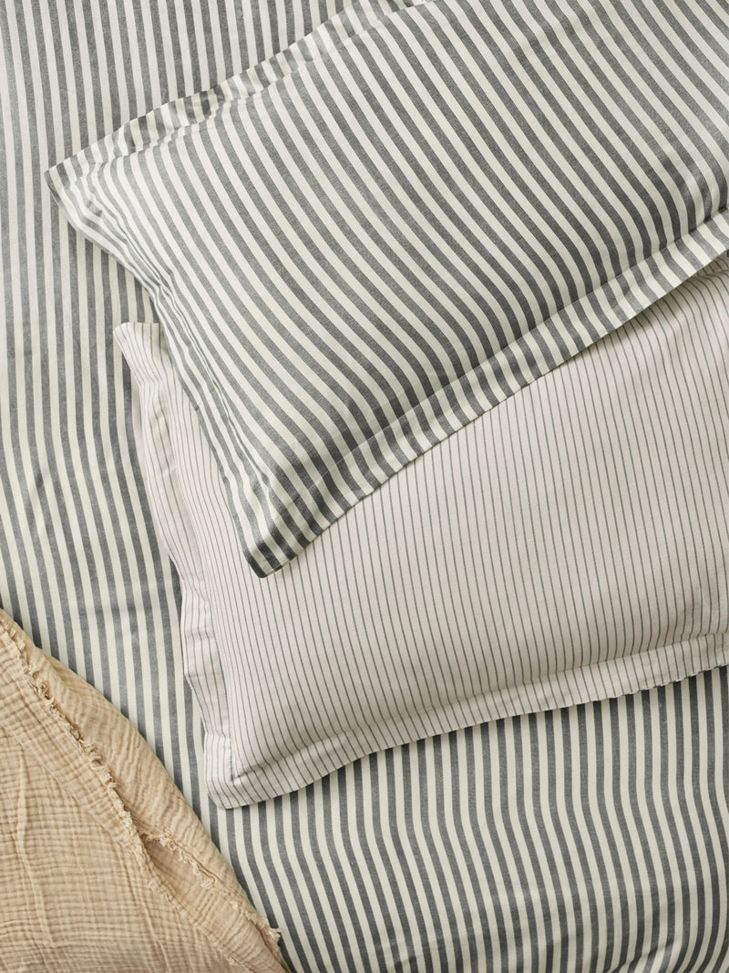 Yard grey Hebden melange stripe cotton pillowcases set of 2, UK version