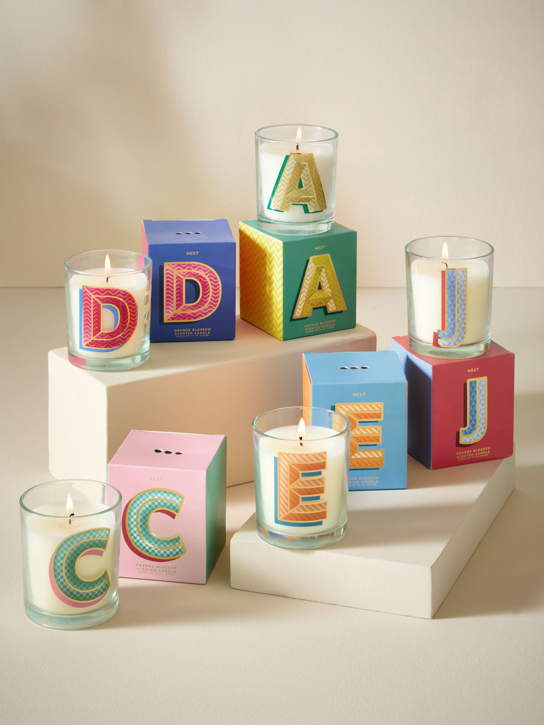 Multi Monogram Orange Blossom Candle, imported from the UK