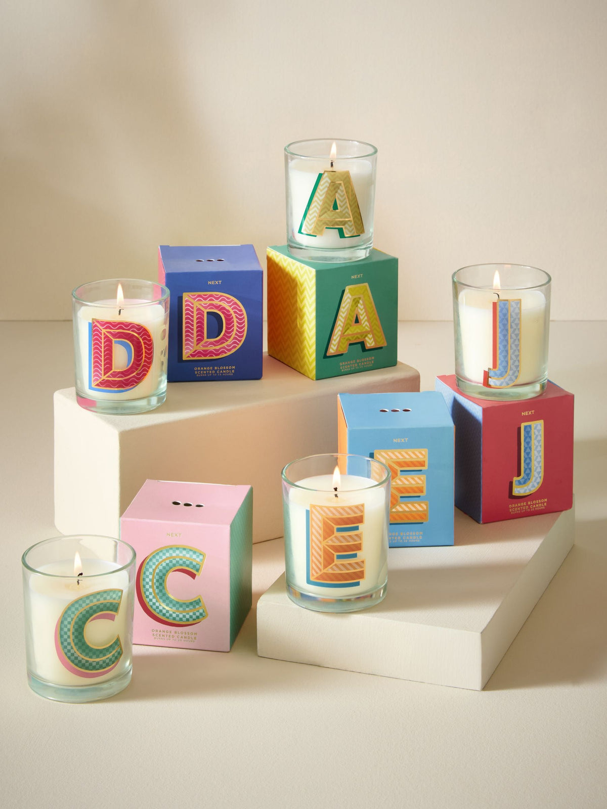 Multi Monogram Orange Blossom Candle, imported from the UK