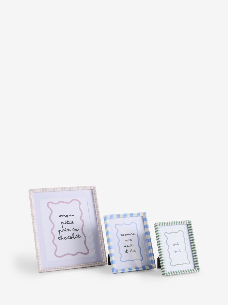 Multi stripe photo frames set of 3 for 6x4, 7x5, 10x8 inch photos (British brand)