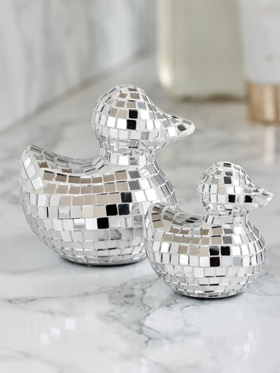 Sett med 2 speilkule discokosedyrfigurer