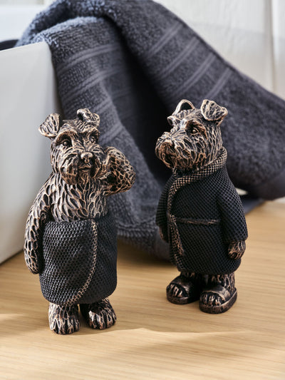 Next Set of 2 Bronze Wilson the Schnauzer Bathroom Ornaments- Buy online at McGrocer