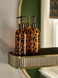 Brown animal print resin reusable soap dispenser bottles set of 2 (British brand)