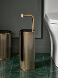 Gold Rib Floor Standing Toilet Roll Holder, UK version