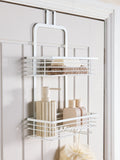 White shower caddy two-tier metal with hook (British brand)
