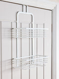White shower caddy two-tier metal with hook (British brand)