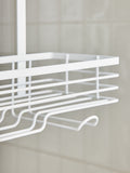 White shower caddy two-tier metal with hook (British brand)