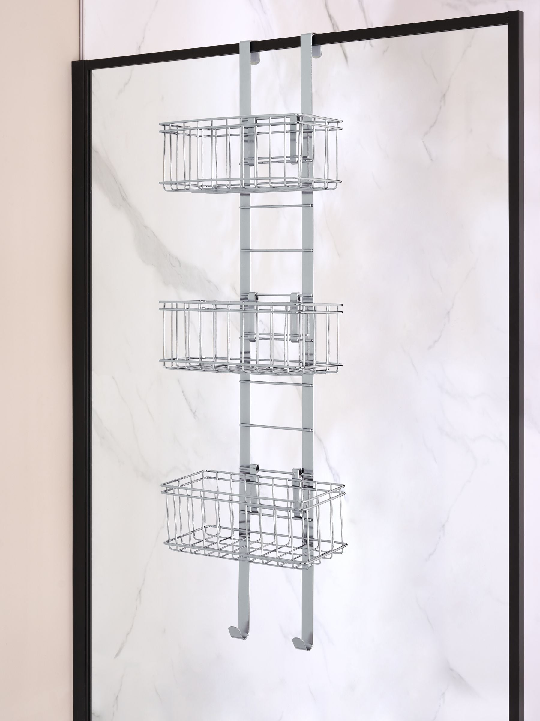 Black adjustable shelf shower caddy - British product