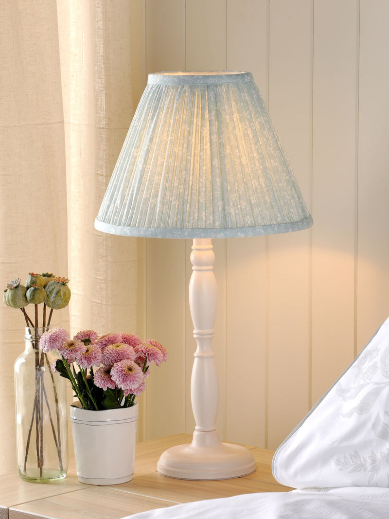Laura Ashley Campion table lamp blue cotton shade, imported from the UK