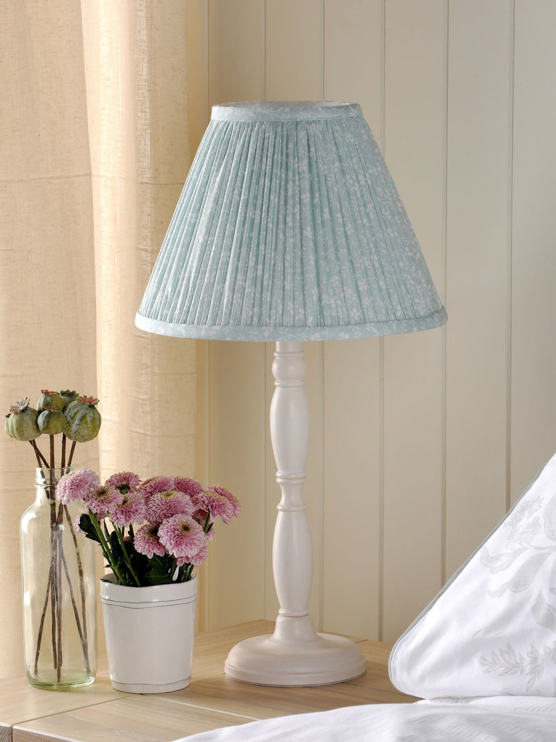 Laura Ashley Campion table lamp blue cotton shade, imported from the UK