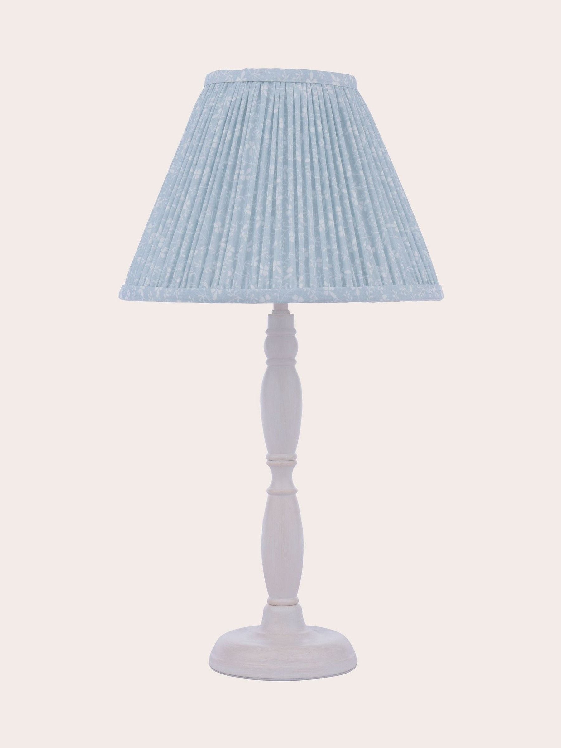 Laura Ashley Campion table lamp blue cotton shade, imported from the UK