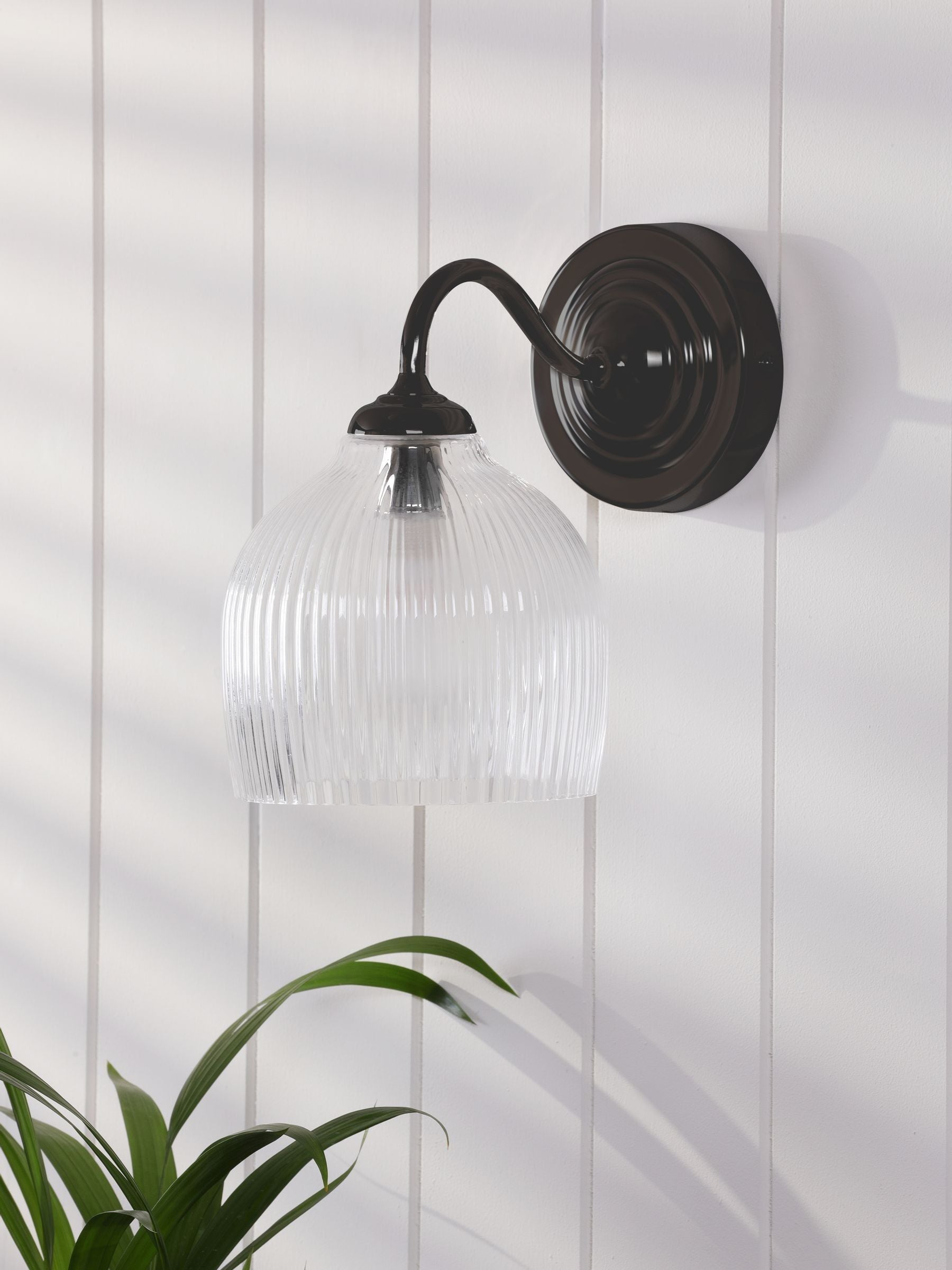 Laura Ashley Charissa wall light matt black IP44 - British product