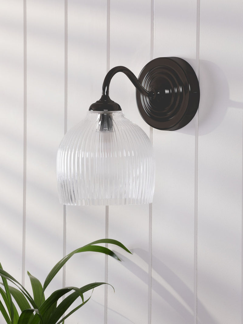 Laura Ashley Charissa wall light matt black IP44 - British product