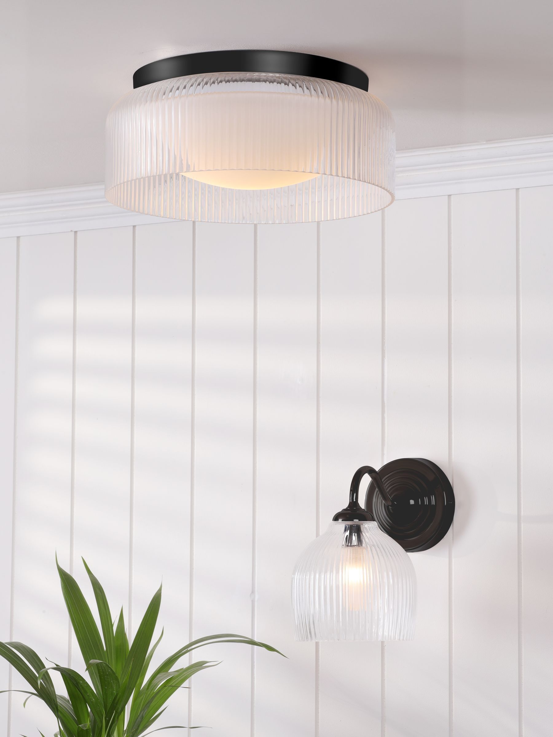 Laura Ashley Charissa wall light matt black IP44 - British product