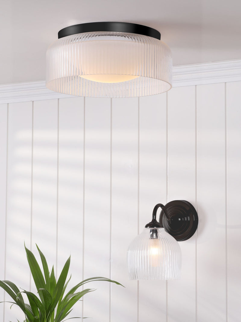 Laura Ashley Charissa wall light matt black IP44 - British product